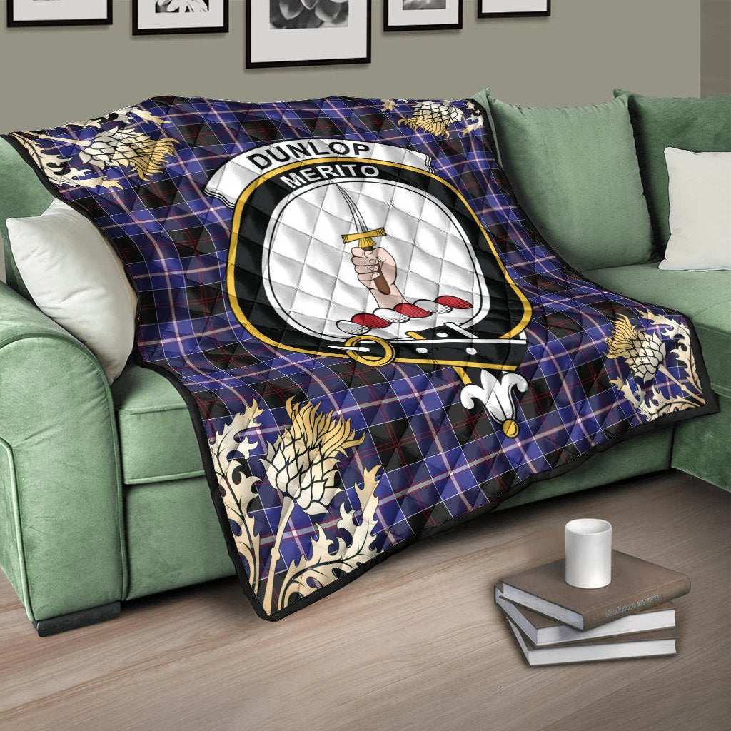 Dunlop Modern Tartan Crest Premium Quilt - Gold Thistle Style