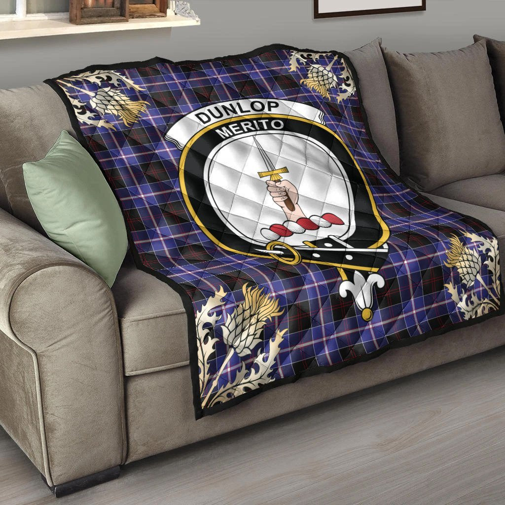 Dunlop Modern Tartan Crest Premium Quilt - Gold Thistle Style