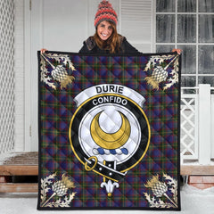 Durie Tartan Crest Premium Quilt - Gold Thistle Style