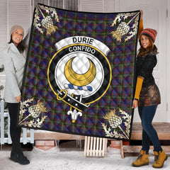 Durie Tartan Crest Premium Quilt - Gold Thistle Style