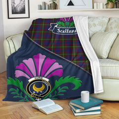 Durie Tartan Crest Premium Blanket - Thistle Style