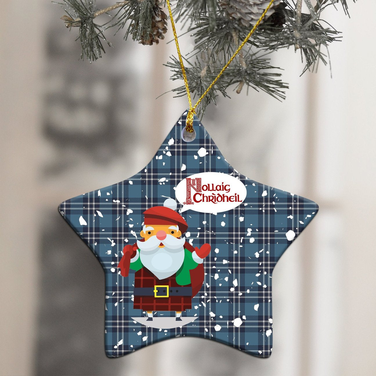 Earl of St Andrews Tartan Christmas Ceramic Ornament - Santa Style