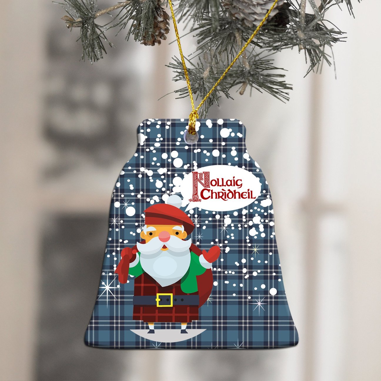 Earl of St Andrews Tartan Christmas Ceramic Ornament - Santa Style