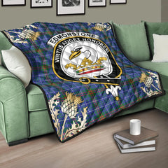 Edmonstone Tartan Crest Premium Quilt - Gold Thistle Style