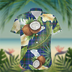 Edmonstone (of Duntreath) Tartan Hawaiian Shirt Hibiscus, Coconut, Parrot, Pineapple - Tropical Garden Shirt