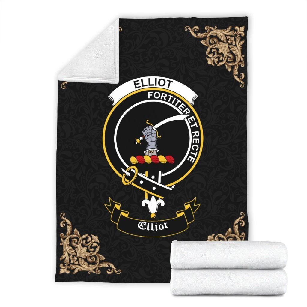 Elliot Crest Tartan Premium Blanket Black