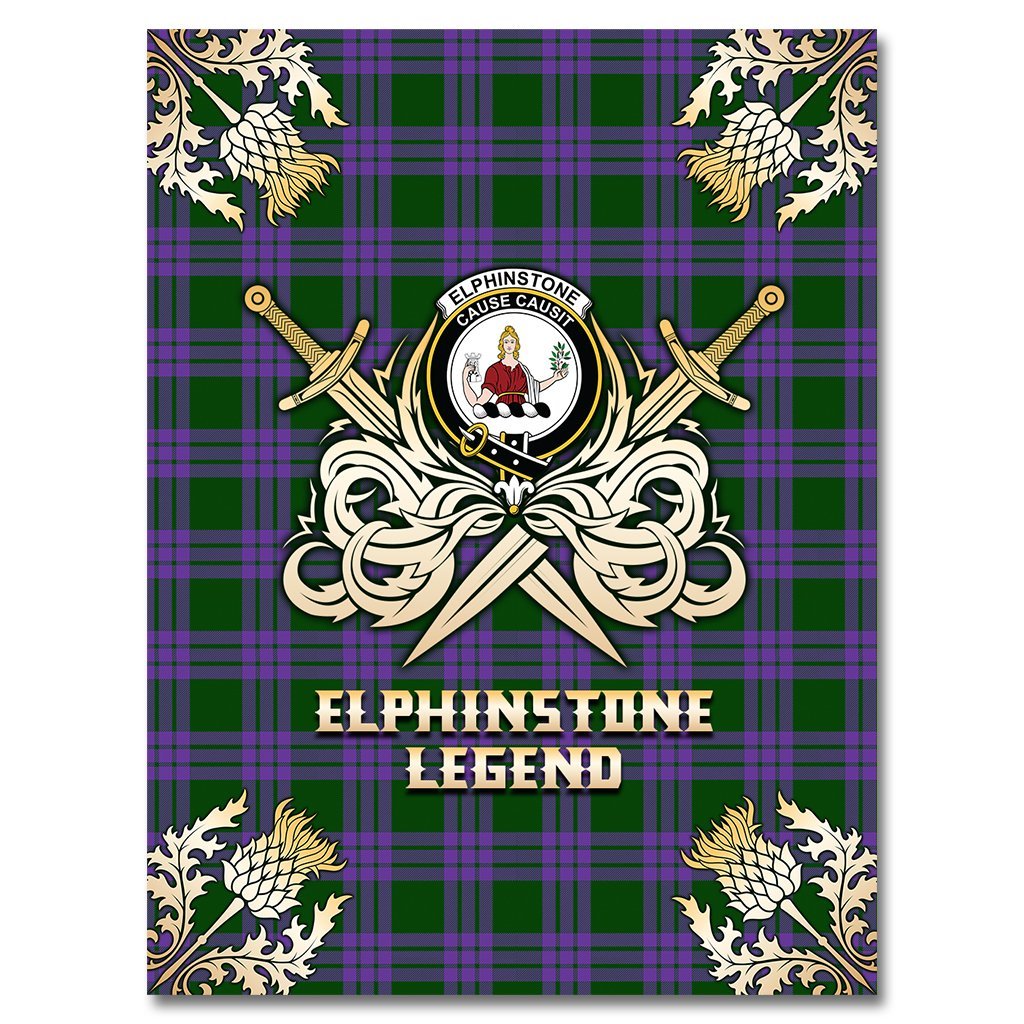 Elphinstone Tartan Gold Courage Symbol Blanket