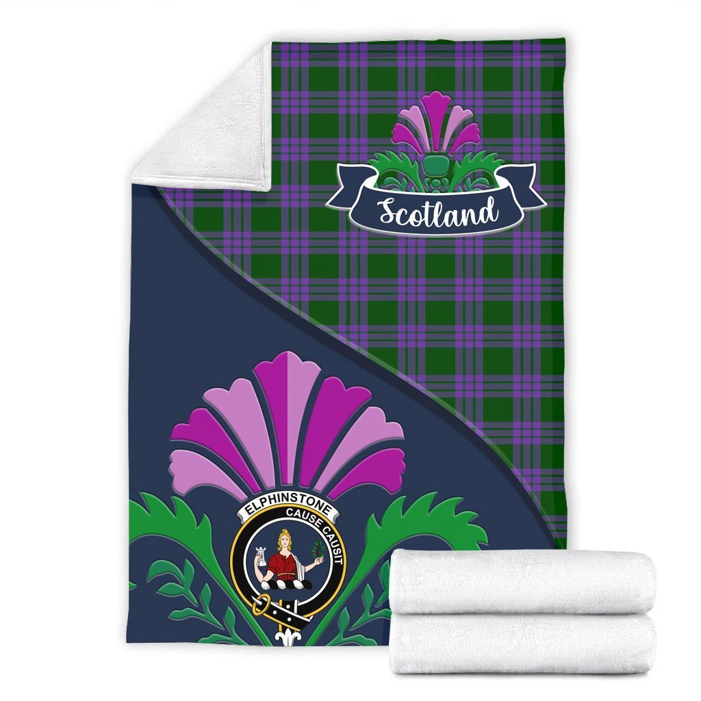 Elphinstone Tartan Crest Premium Blanket - Thistle Style