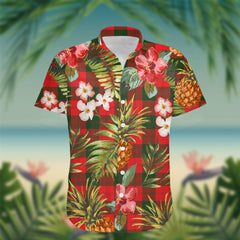 Erskine Tartan Hawaiian Shirt Hibiscus, Coconut, Parrot, Pineapple - Tropical Garden Shirt