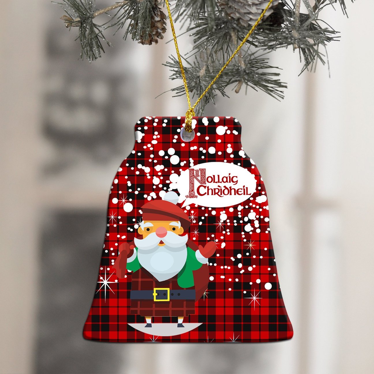 Ettrick District Tartan Christmas Ceramic Ornament - Santa Style