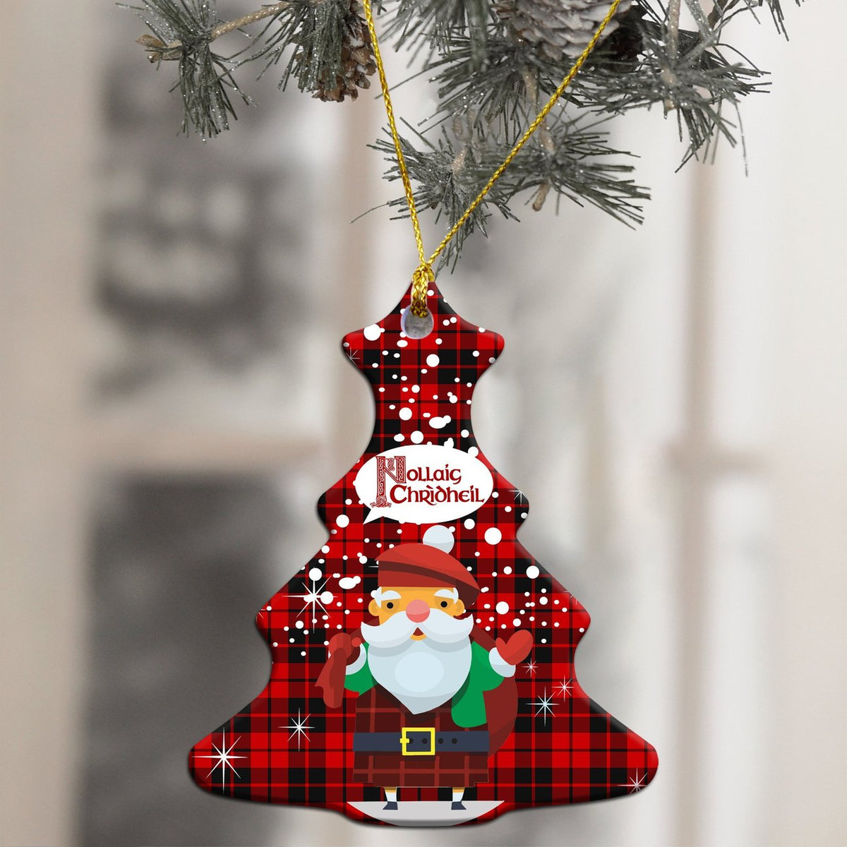 Ettrick District Tartan Christmas Ceramic Ornament - Santa Style