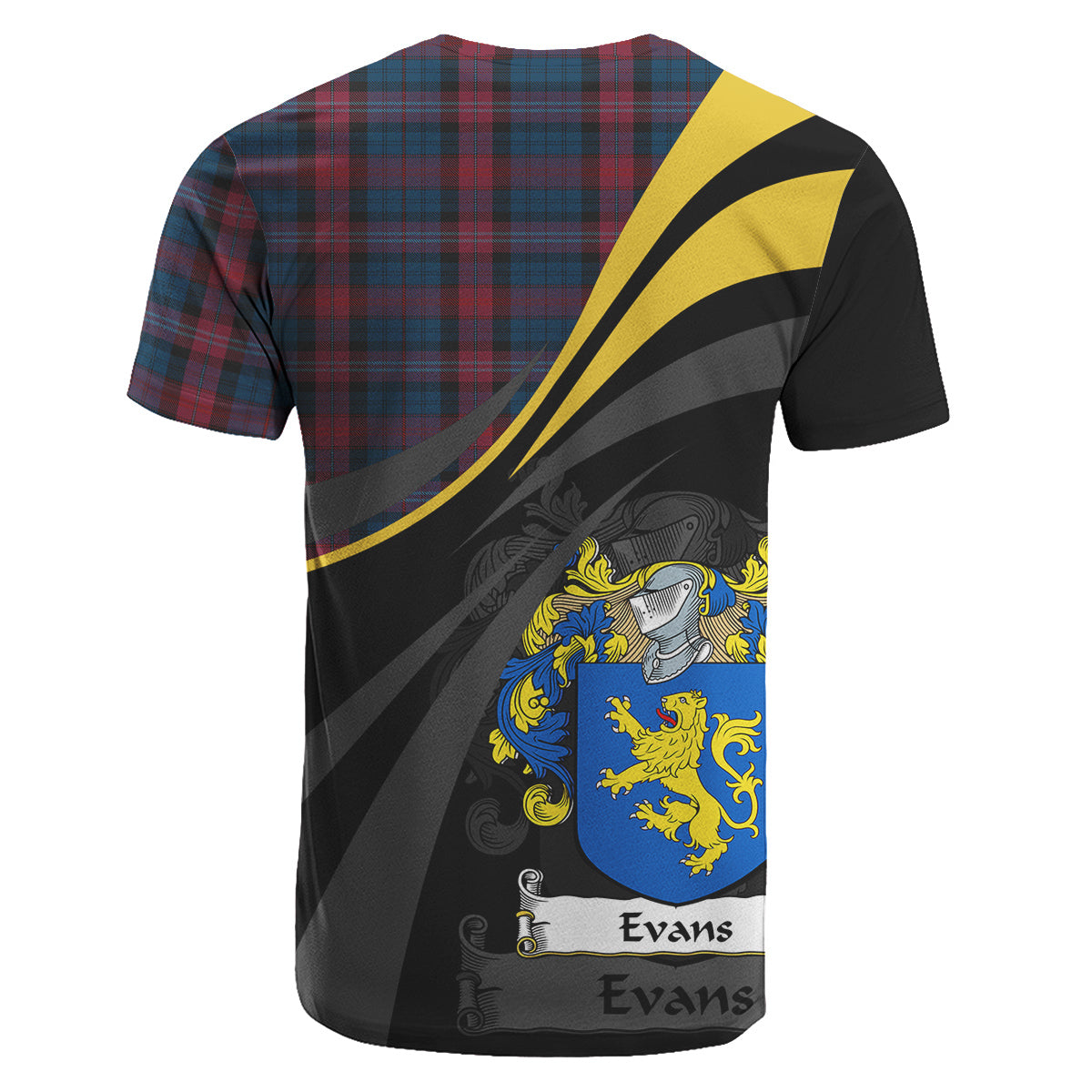 Evans Tartan T-Shirt - Royal Coat Of Arms Style