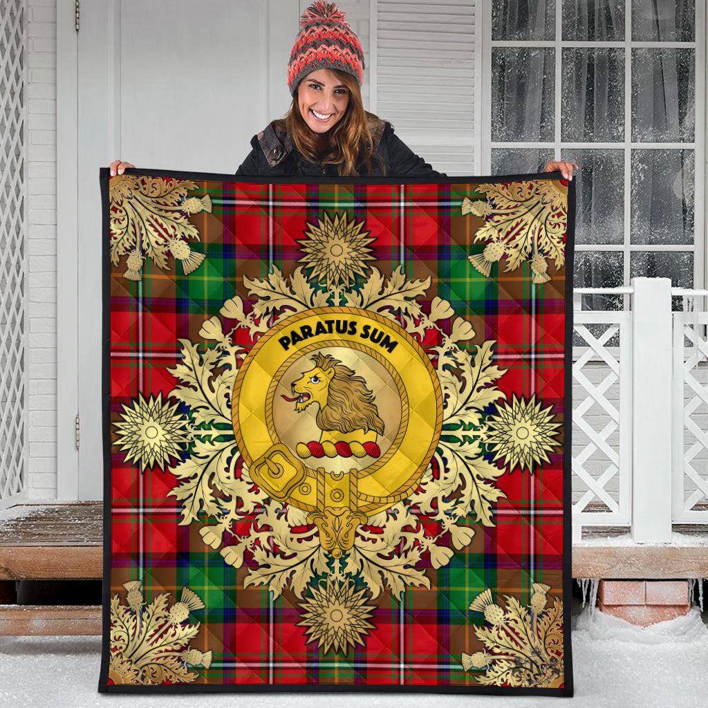 Fairlie Modern Tartan Crest Premium Quilt - Gold Thistle Style