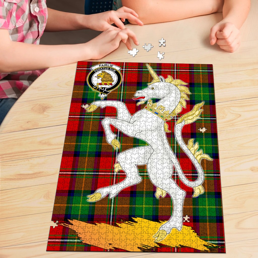 Fairlie Modern Tartan Crest Unicorn Scotland Jigsaw Puzzles