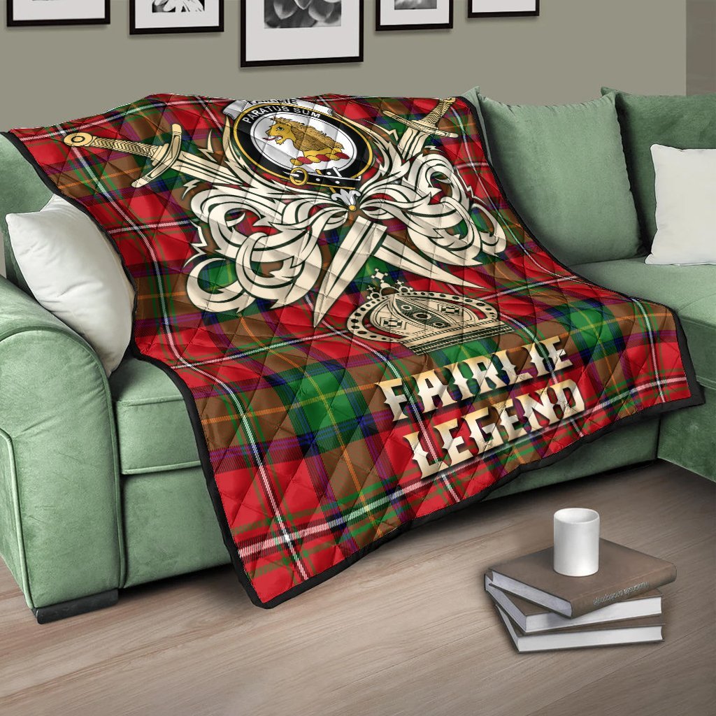 Fairlie Modern Tartan Crest Legend Gold Royal Premium Quilt