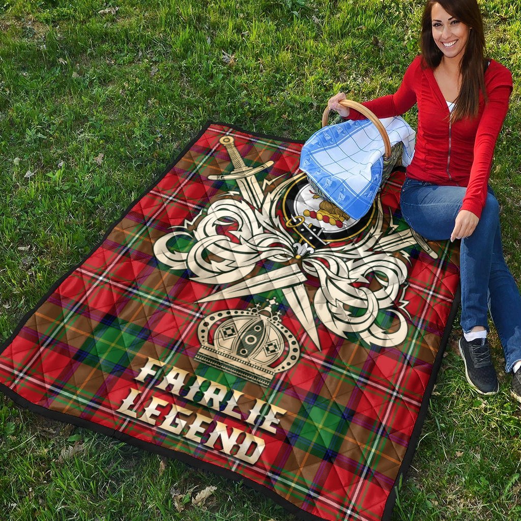 Fairlie Modern Tartan Crest Legend Gold Royal Premium Quilt