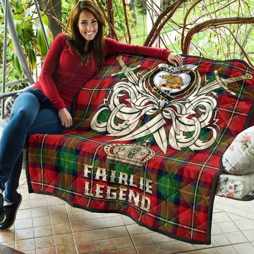 Fairlie Modern Tartan Crest Legend Gold Royal Premium Quilt