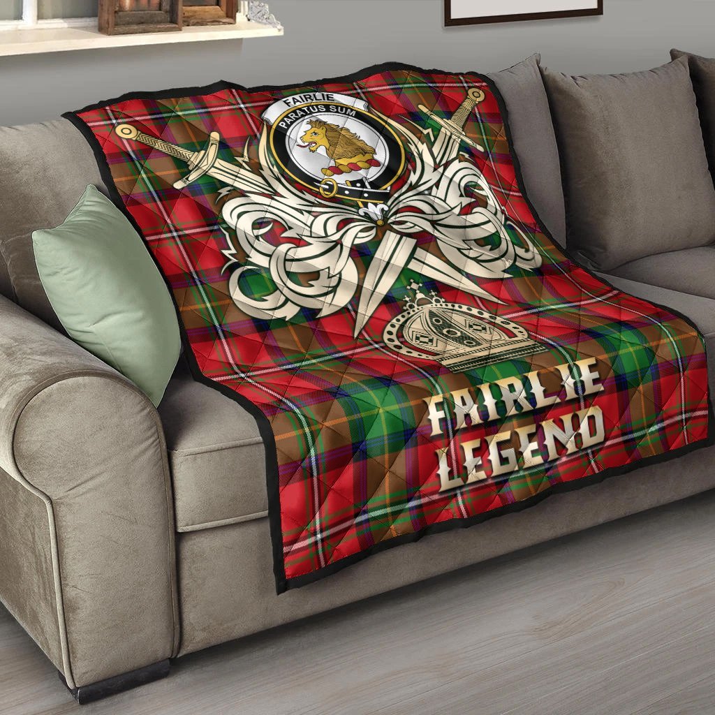 Fairlie Modern Tartan Crest Legend Gold Royal Premium Quilt