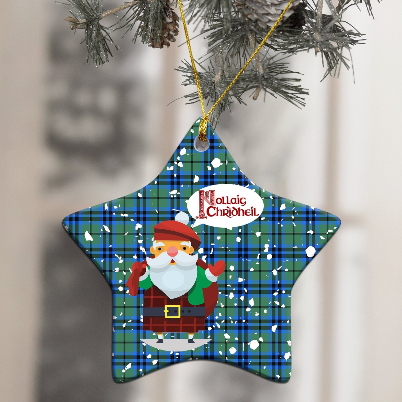 Falconer Tartan Christmas Ceramic Ornament - Santa Stylec