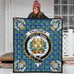 Falconer Tartan Crest Premium Quilt - Gold Thistle Style