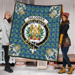 Falconer Tartan Crest Premium Quilt - Gold Thistle Style