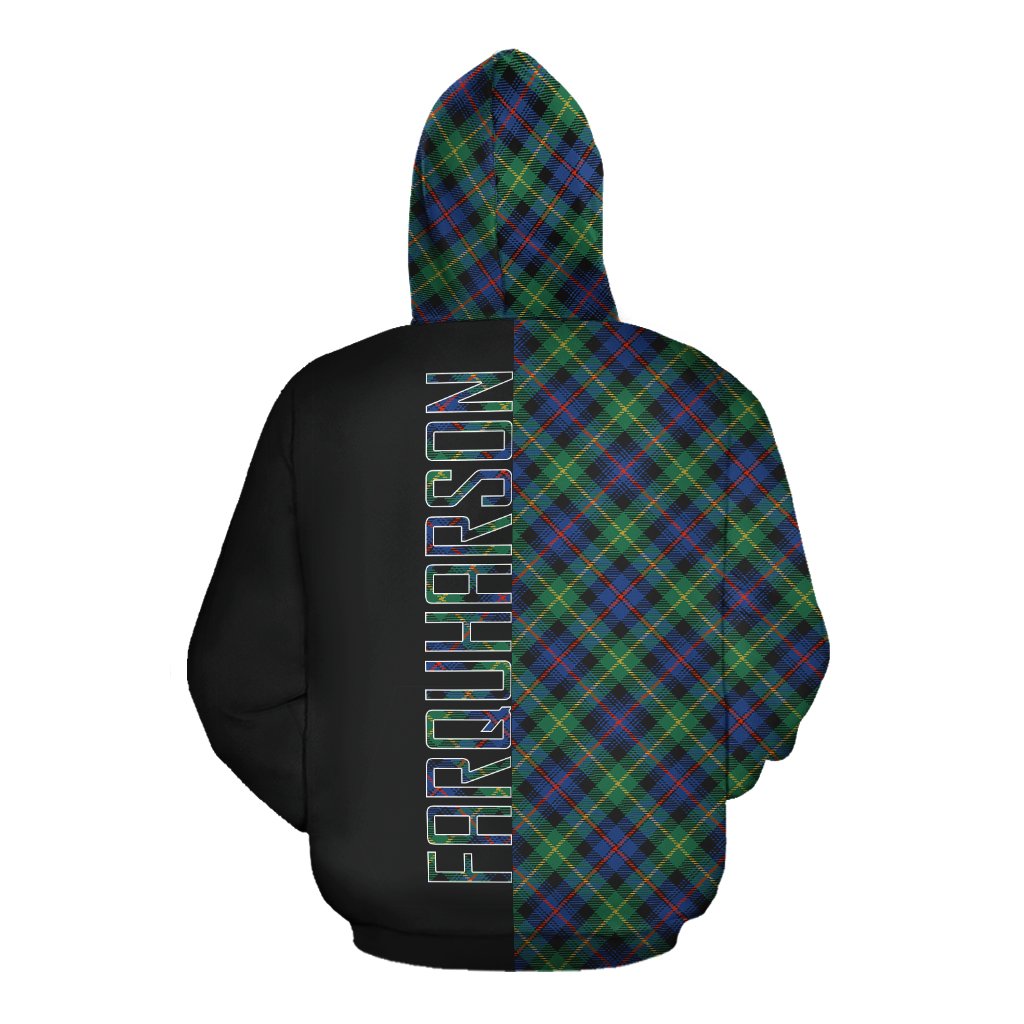 Farquharson Ancient Tartan Hoodie Half of Me - Cross Style