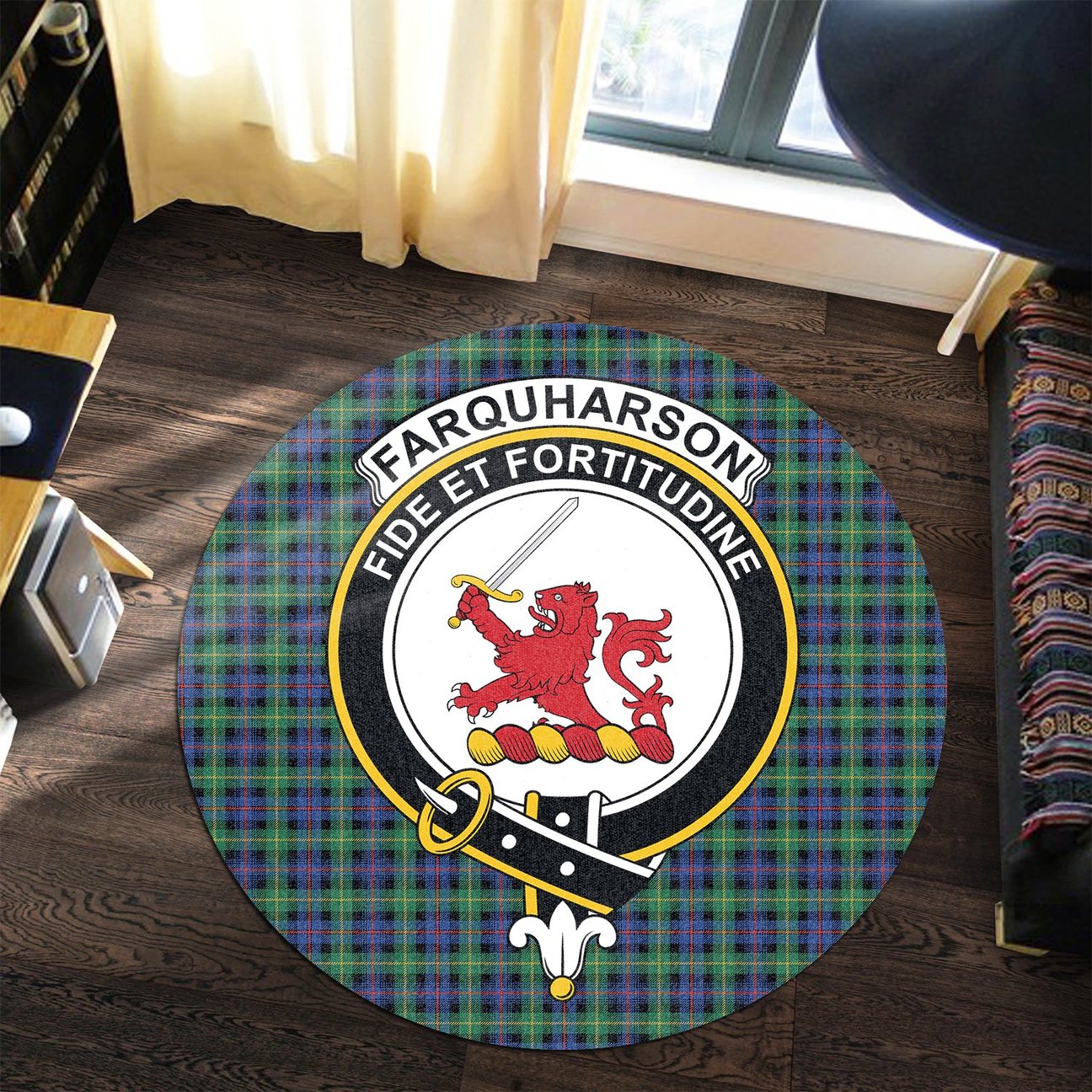 Farquharson Ancient Tartan Crest Round Rug