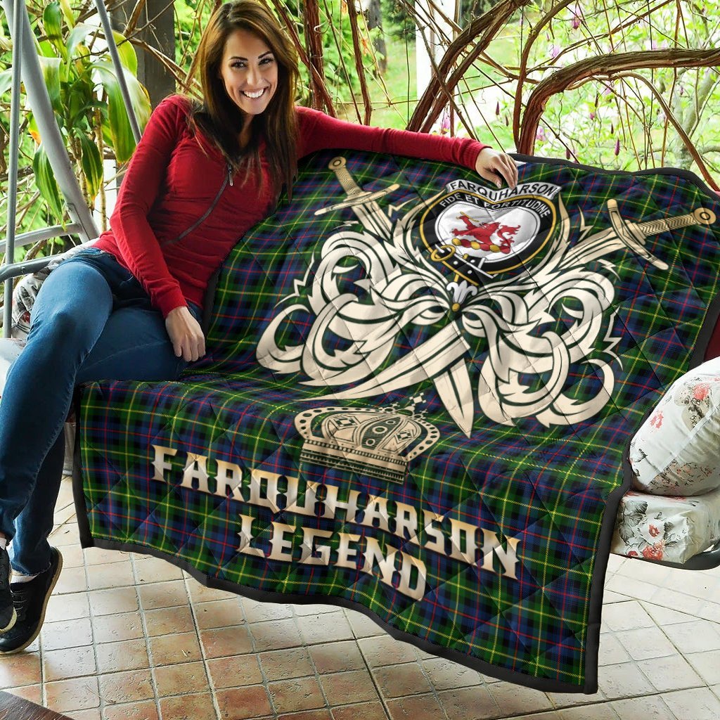 Farquharson Modern Tartan Crest Legend Gold Royal Premium Quilt