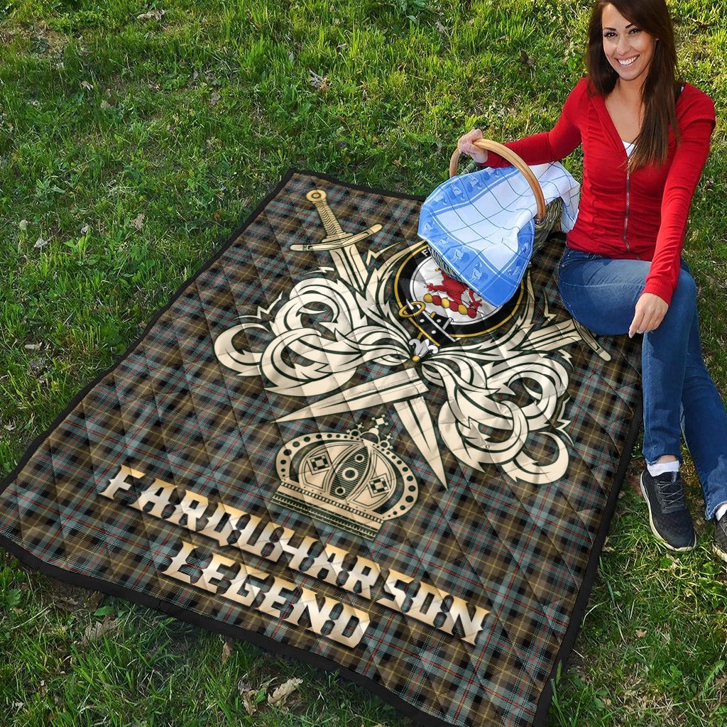 Farquharson Weathered Tartan Crest Legend Gold Royal Premium Quilt