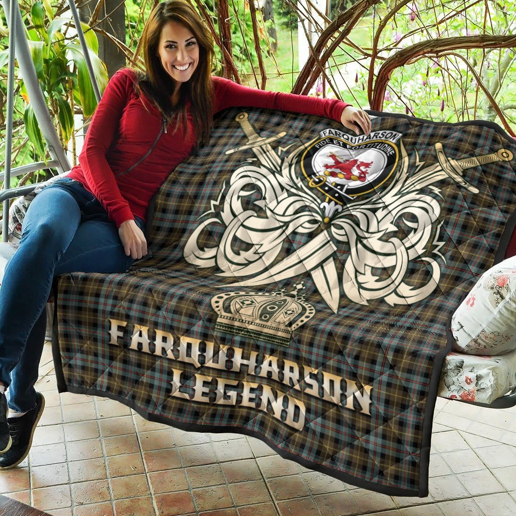 Farquharson Weathered Tartan Crest Legend Gold Royal Premium Quilt