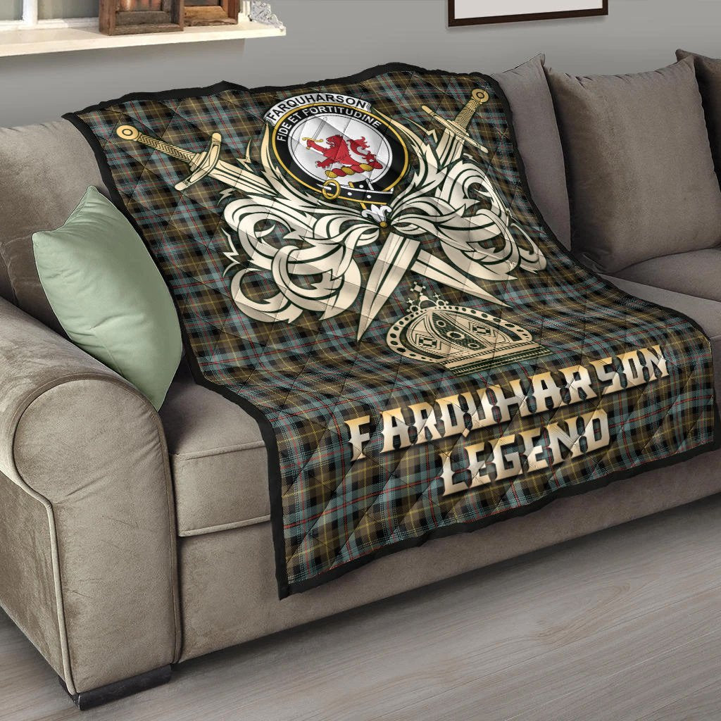 Farquharson Weathered Tartan Crest Legend Gold Royal Premium Quilt