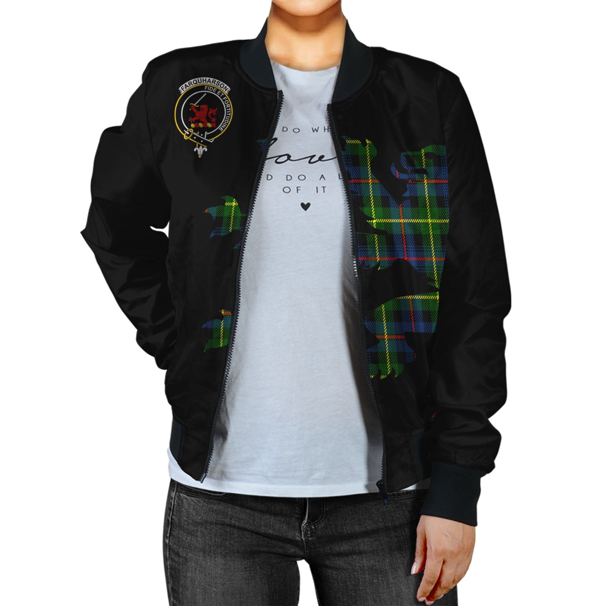 Farquharson Tartan Bomber Jacket Lion & Thistle