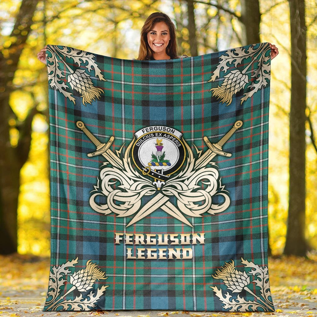 Ferguson Ancient Tartan Gold Courage Symbol Blanket