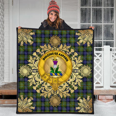 Ferguson Modern Tartan Crest Premium Quilt - Gold Thistle Style