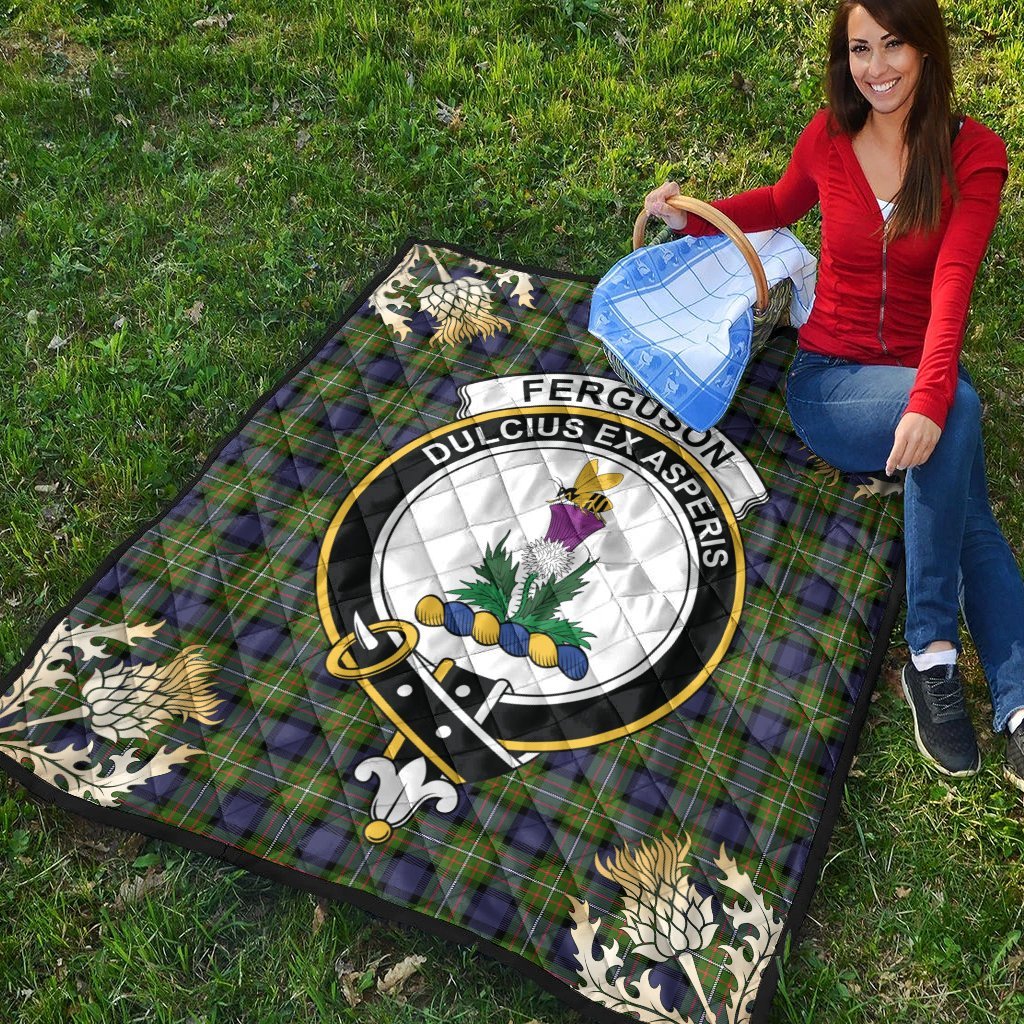 Ferguson Modern Tartan Crest Premium Quilt - Gold Thistle Style