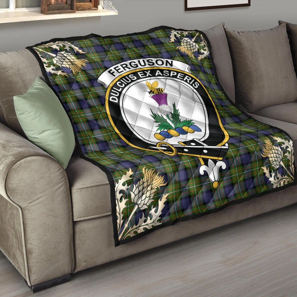 Ferguson Modern Tartan Crest Premium Quilt - Gold Thistle Style