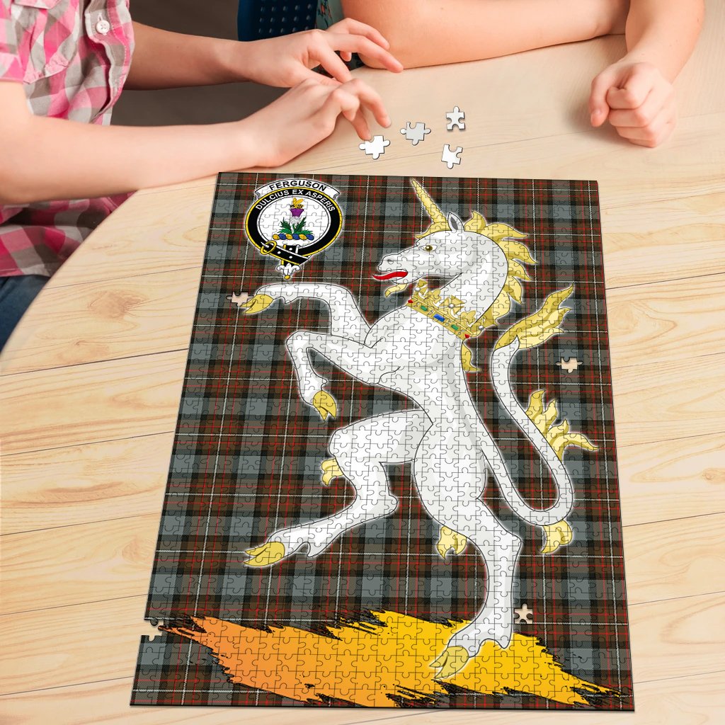 Ferguson Weathered Tartan Crest Unicorn Scotland Jigsaw Puzzles