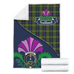 Fergusson Tartan Crest Premium Blanket - Thistle Style