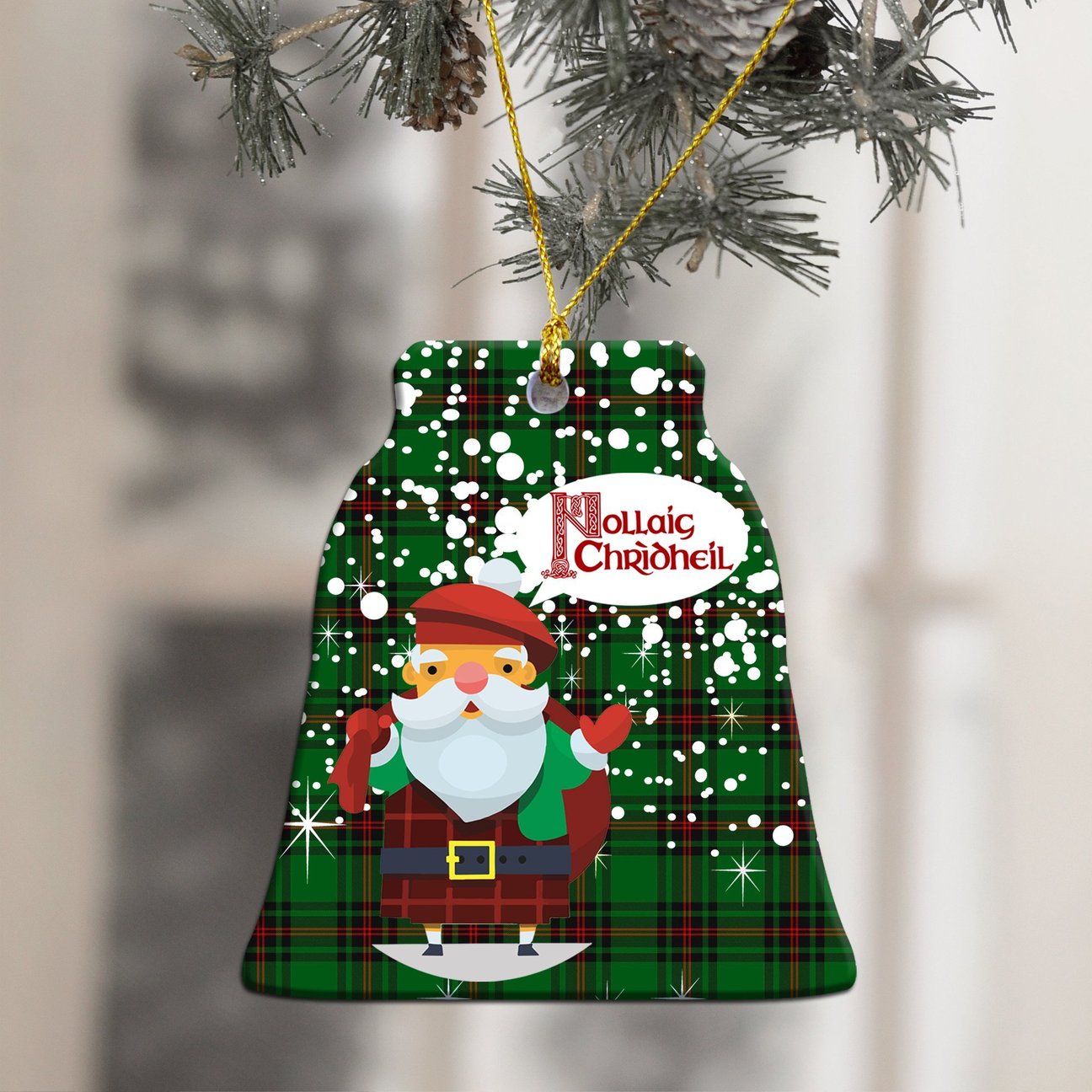 Fife District Tartan Christmas Ceramic Ornament - Santa Style