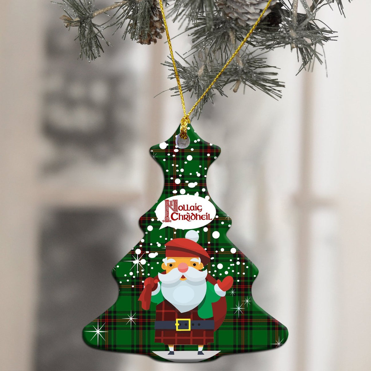 Fife District Tartan Christmas Ceramic Ornament - Santa Style