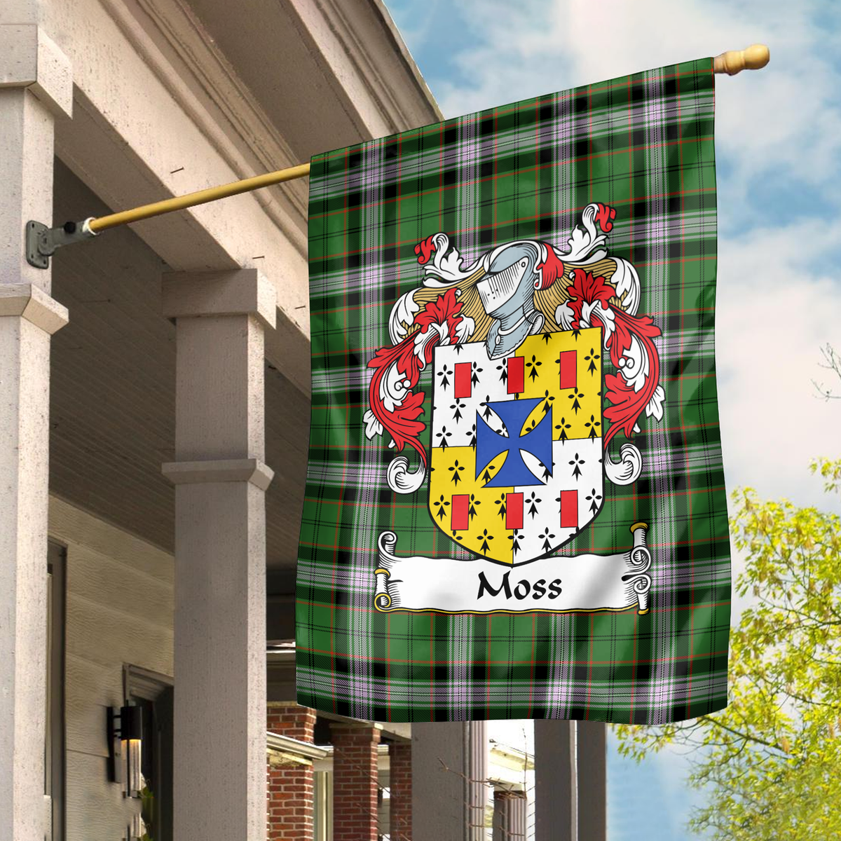 Moss Tartan Crest Garden Flag