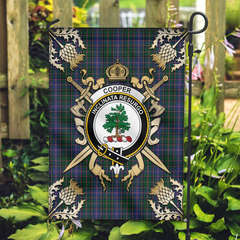 Cooper Tartan Crest 2 Garden Flag - Gold Thistle Style