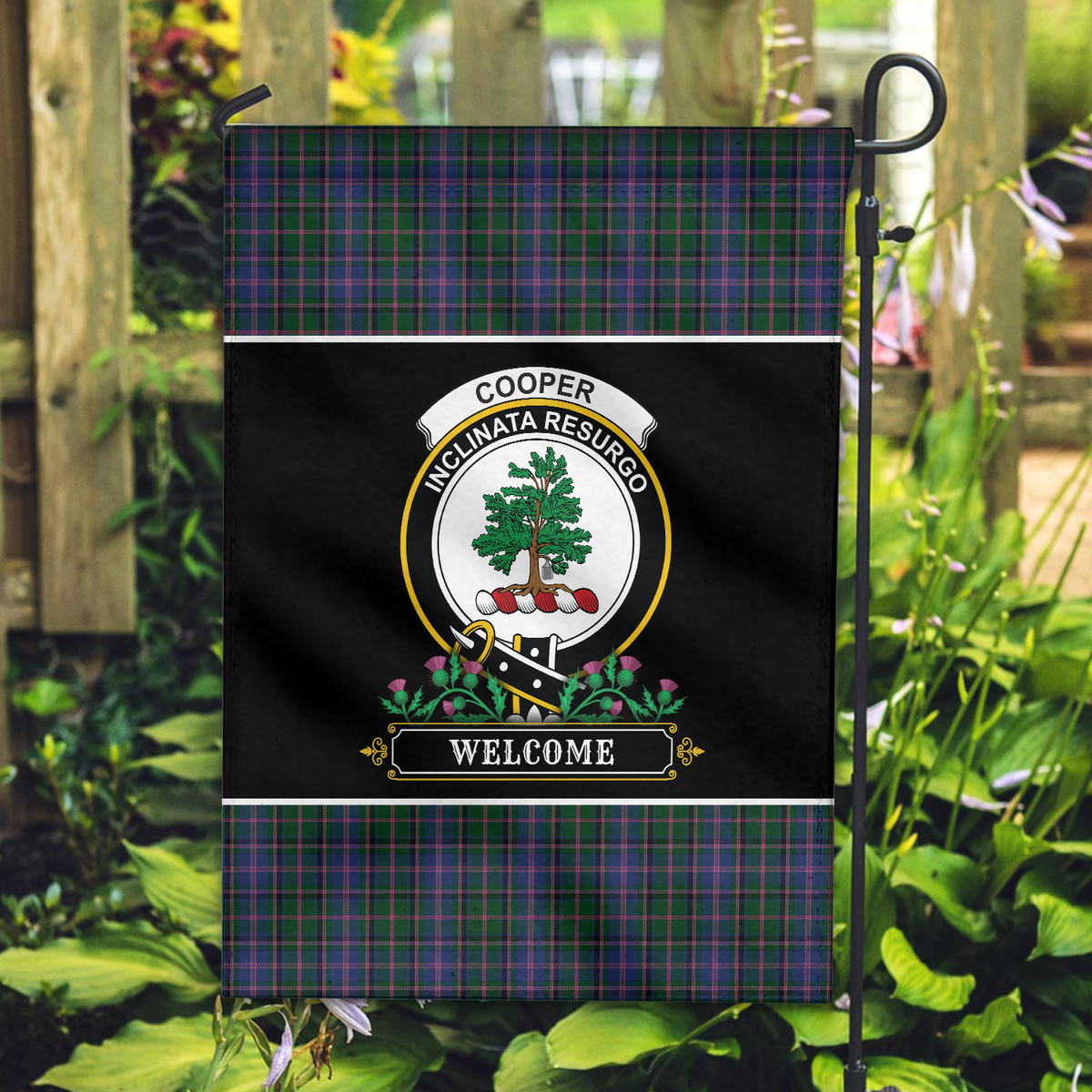 Cooper Tartan Crest 2 Garden Flag - Welcome Style