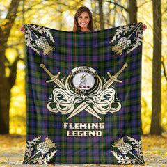 Fleming Tartan Gold Courage Symbol Blanket