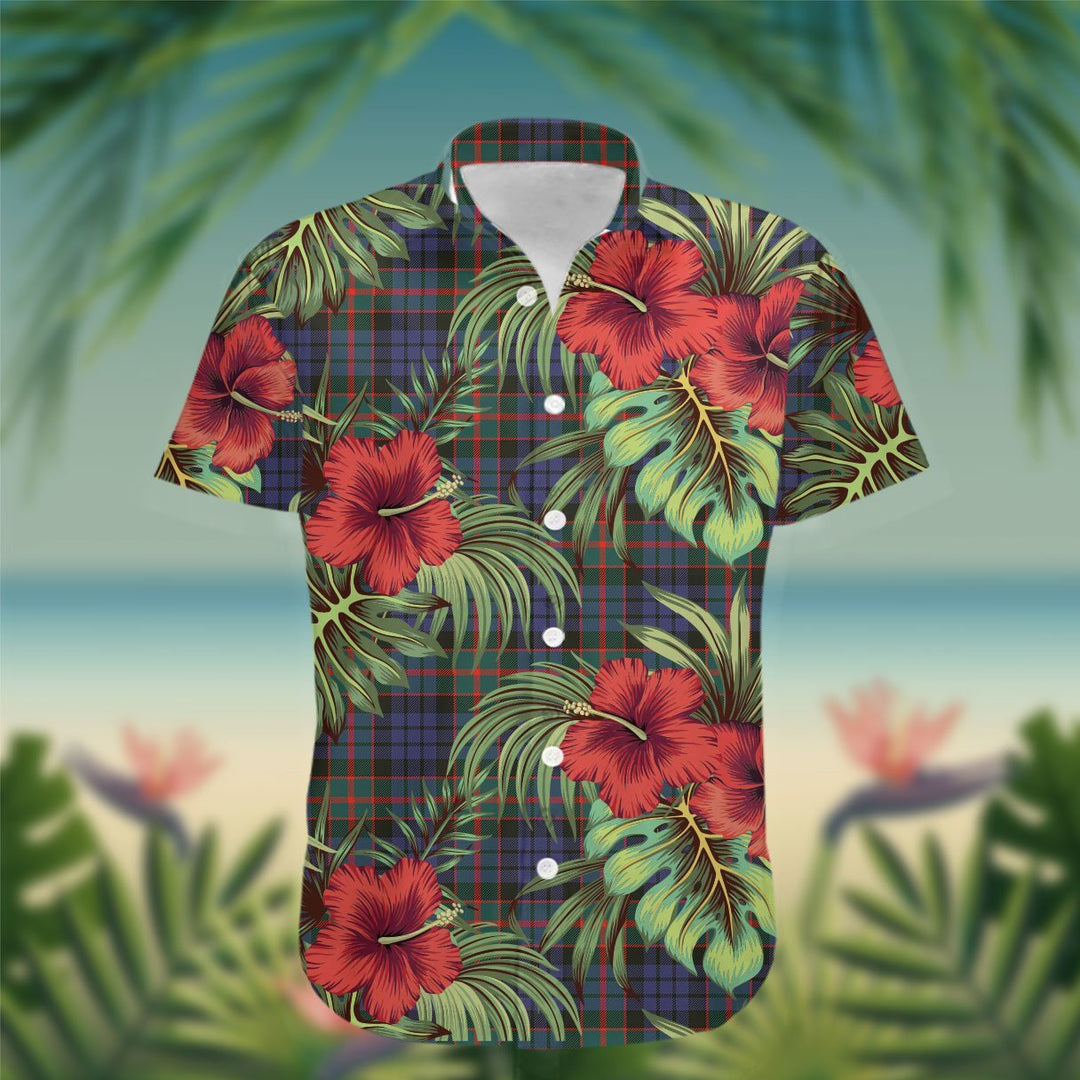Fletcher Tartan Hawaiian Shirt Hibiscus, Coconut, Parrot, Pineapple - Tropical Garden Shirt