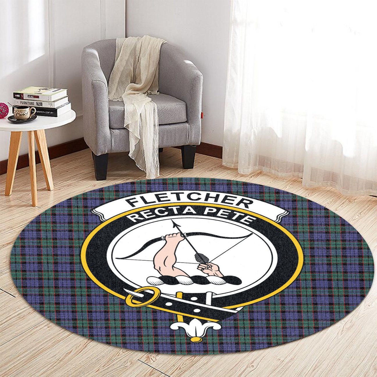 Fletcher Modern Tartan Crest Round Rug