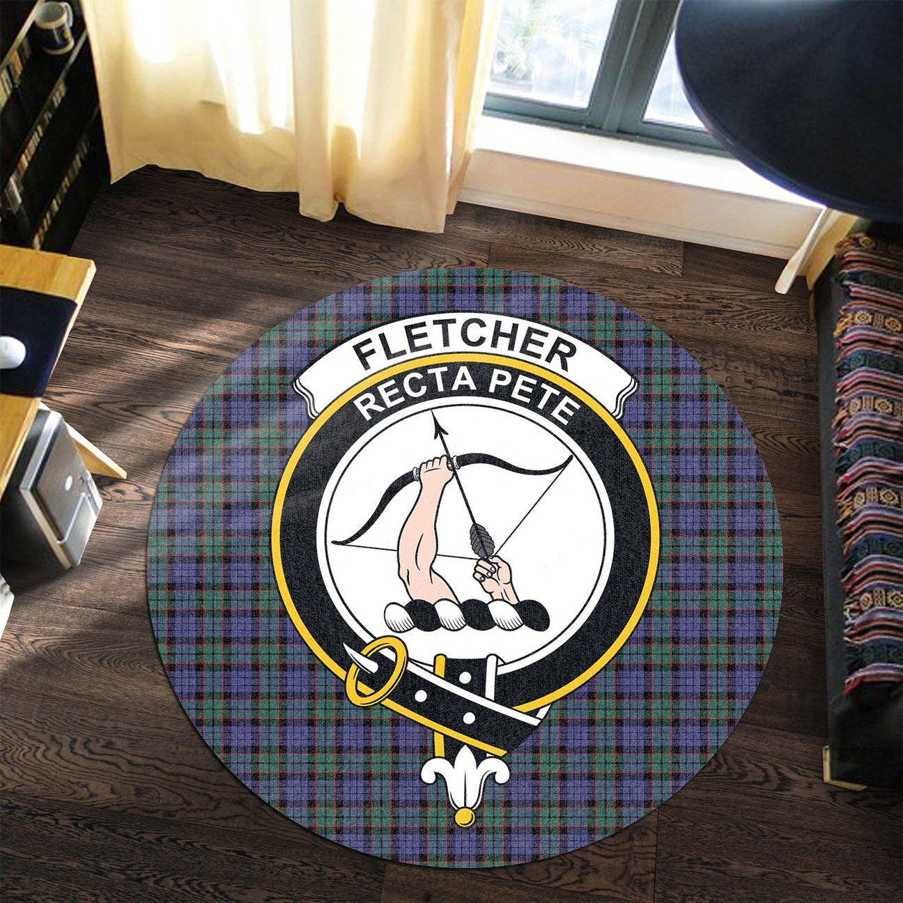 Fletcher Modern Tartan Crest Round Rug