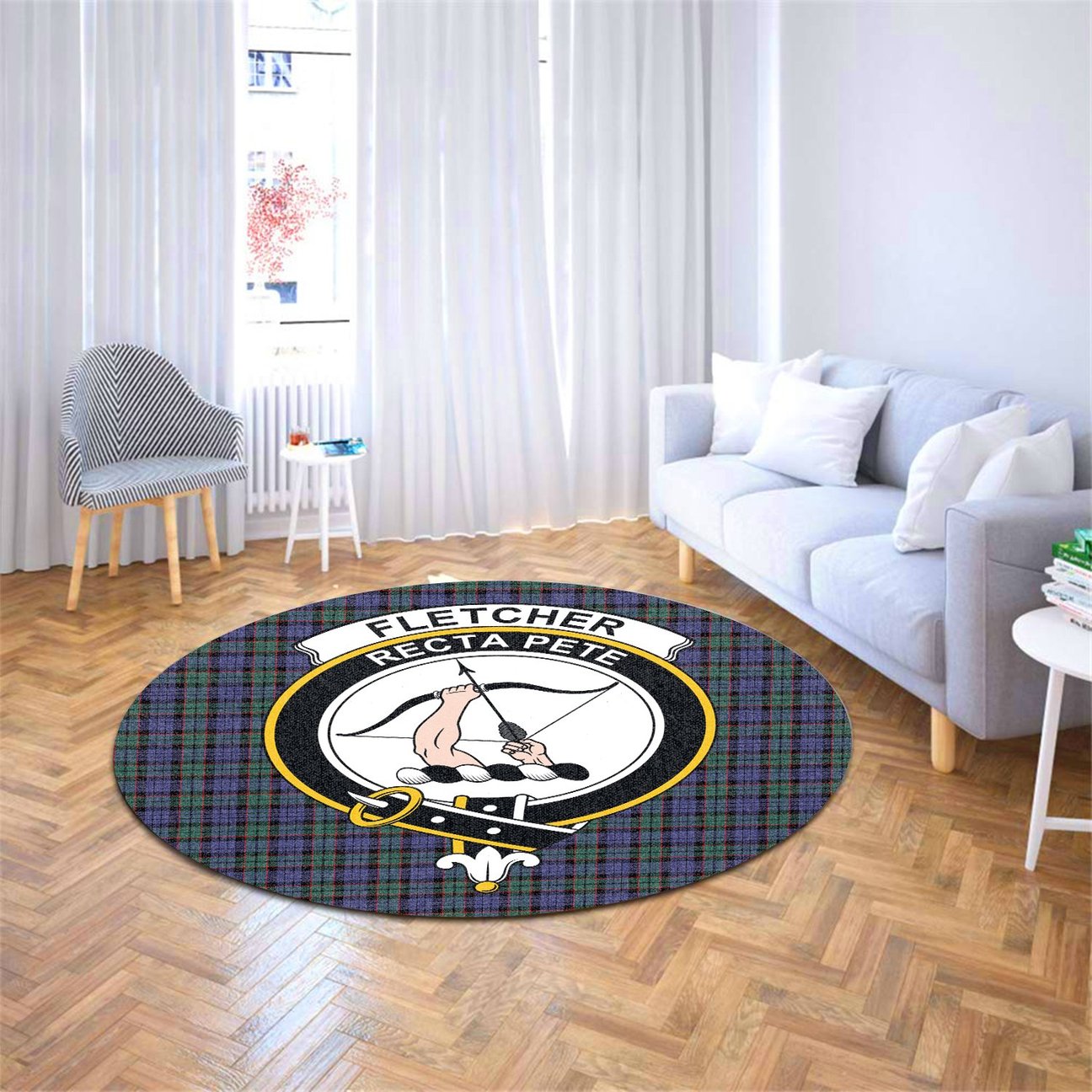 Fletcher Modern Tartan Crest Round Rug