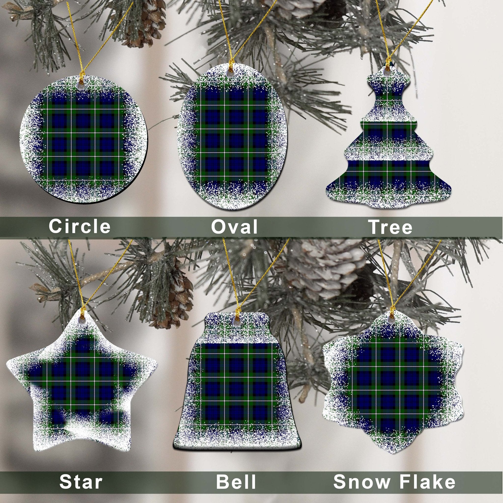 Forbes Tartan Christmas Ceramic Ornament - Snow Style