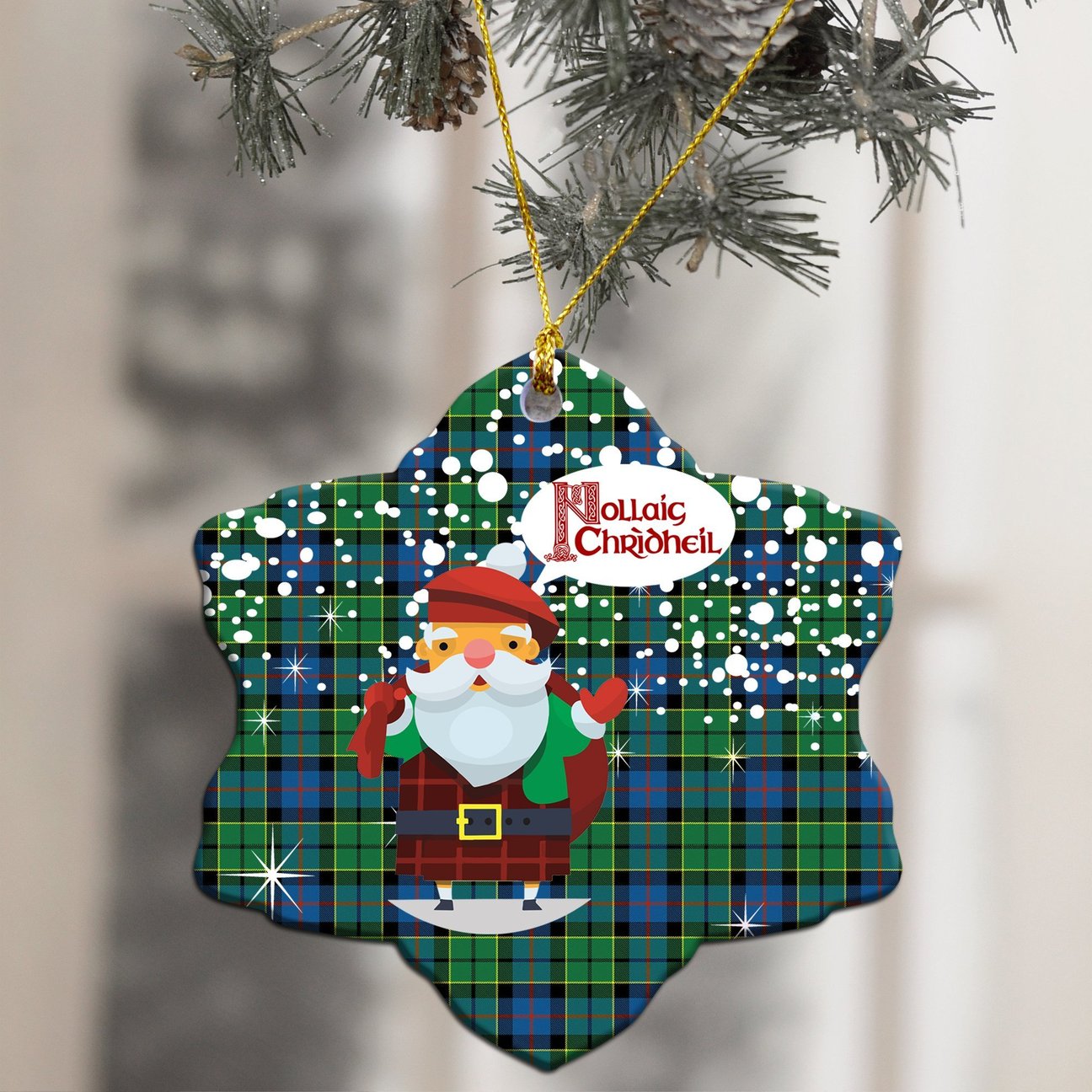 Forsyth Ancient Tartan Christmas Ceramic Ornament - Santa Style